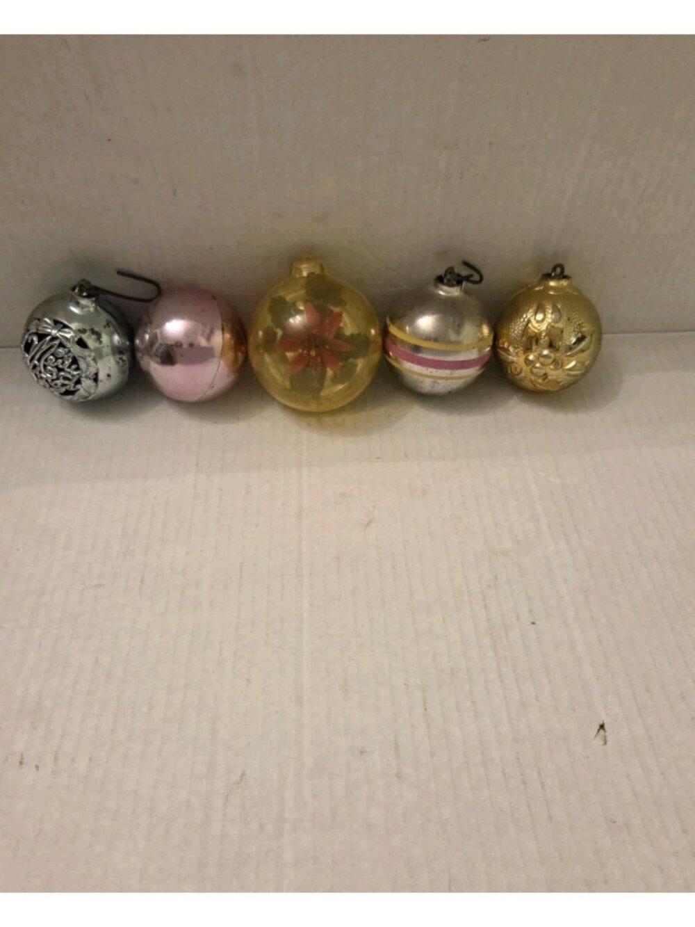 Vintage Plastic Christmas Ornaments Unbreakable Bradford Jewel Bright Set 5